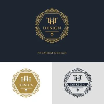 Monogram design elements, graceful template. Calligraphic elegant line art   Stock Illustration