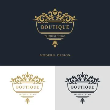 Monogram design elements, graceful template. Calligraphic elegant line art logo 스톡 일러스트