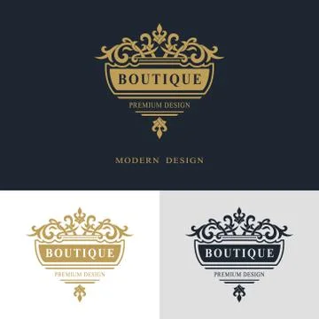 Monogram design elements, graceful template. Calligraphic elegant line logo Stock Illustration