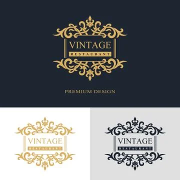 Monogram design elements, graceful template. Calligraphic elegant line art lo 스톡 일러스트