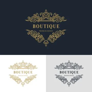 Monogram design elements, graceful template. Calligraphic elegant line logo Stock-Illustration
