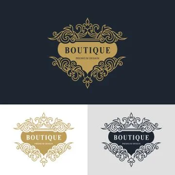 Monogram design elements, graceful template. Calligraphic elegant line logo Stock Illustration