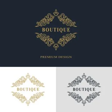 Monogram design elements, graceful template. Calligraphic elegant line logo Illustrazione stock