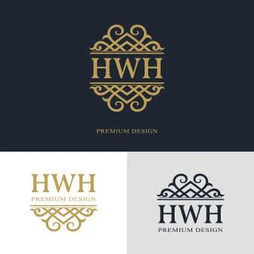 Monogram design elements, graceful template. Calligraphic elegant line art l Stock-Illustration