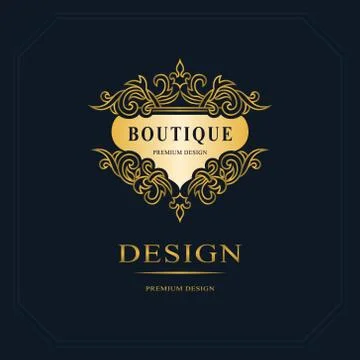 Monogram design elements, graceful template. Calligraphic elegant line art  Stock-Illustration