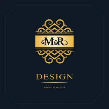 Monogram design elements, graceful template. Calligraphic elegant line art  Stock Illustration