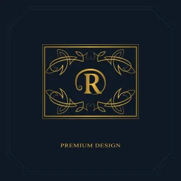 Monogram design elements, graceful template. Calligraphic elegant line art R Stock-Illustration
