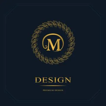 Monogram design elements, graceful template. Calligraphic elegant line M Stock-Illustration