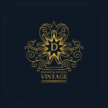 Monogram design elements, graceful template. Calligraphic elegant line art D Stock-Illustration