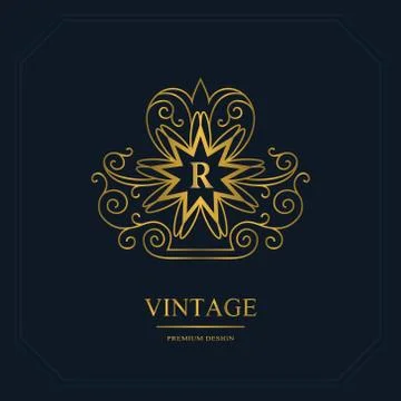 Monogram design elements, graceful template. Calligraphic elegant line art R Stock-Illustration