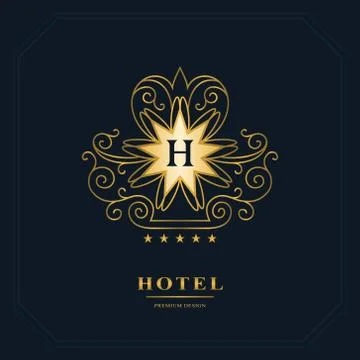 Monogram design elements, graceful template. Calligraphic elegant line art H Stock-Illustration