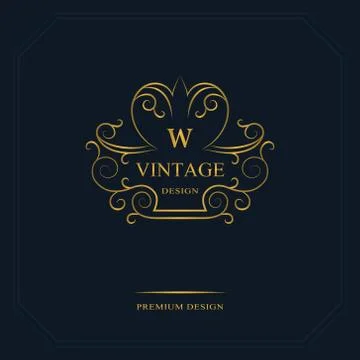Monogram design elements, graceful template. Calligraphic elegant line art W Illustrazione stock
