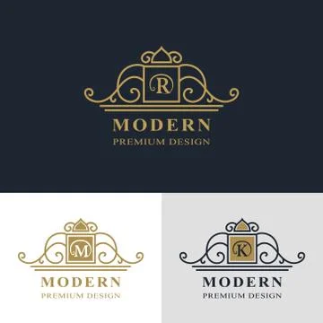 Monogram design elements, graceful template. Calligraphic elegant line art  Illustrazione stock