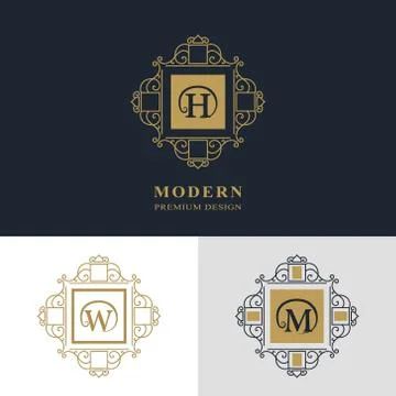 Monogram design elements, graceful template. Calligraphic elegant line art  Stock-Illustration