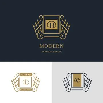 Monogram design elements, graceful template. Calligraphic elegant line art Stock-Illustration