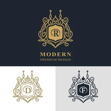 Monogram design elements, graceful template. Calligraphic elegant line art Stock Illustration