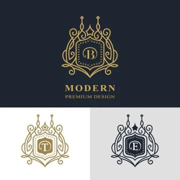Monogram design elements, graceful template. Calligraphic elegant line art  Stock-Illustration
