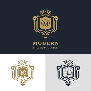Monogram design elements, graceful template. Calligraphic elegant line art  Stock Illustration