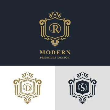 Monogram design elements, graceful template. Calligraphic elegant line art  Stock-Illustration