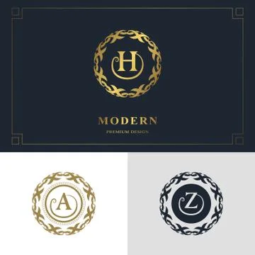 Monogram design elements, graceful template. Calligraphic elegant line art Stock-Illustration