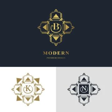 Monogram design elements, graceful template. Calligraphic elegant line art Stock-Illustration