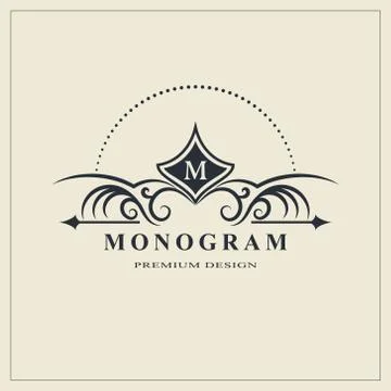 Monogram design elements, graceful template. Calligraphic elegant line art   Stock-Illustration