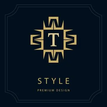 Monogram design elements, graceful template.logo design. Letter emblem T Stock-Illustration