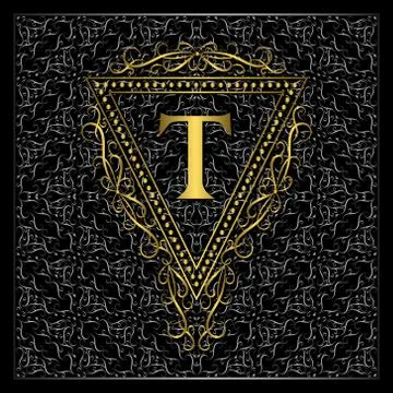 Monogram design template. Elegant gold logo sing T Stock-Illustration