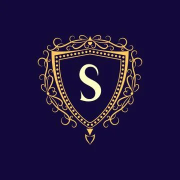 Monogram design template. Elegant gold logo sing S Stock-Illustration