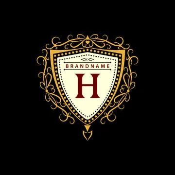 Monogram design template. Elegant gold logo sing H Stock-Illustration