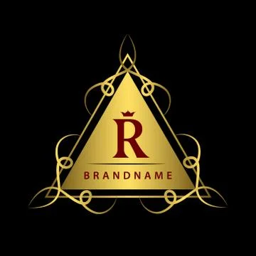 Monogram design template. Elegant gold logo sing R Illustrazione stock