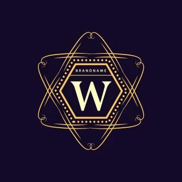 Monogram design template. Elegant gold logo sing W Stock Illustration