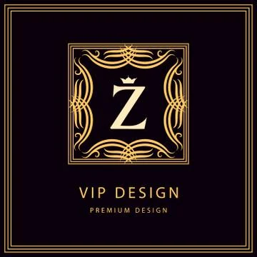 Monogram design template. Elegant gold logo sing Z Illustrazione stock
