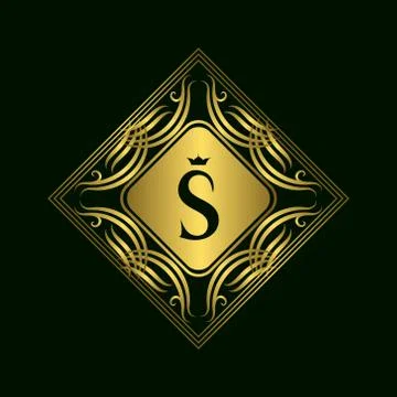 Monogram design template. Elegant gold logo sing S Illustrazione stock