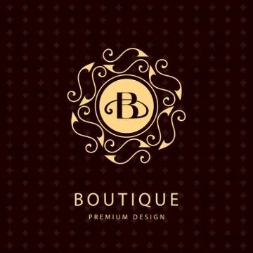 Monogram design template. Elegant gold logo sing B Stock-Illustration