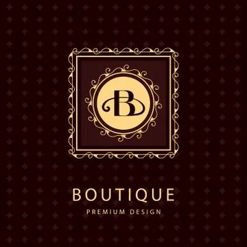 Monogram design template. Elegant gold logo sing B Stock Illustration