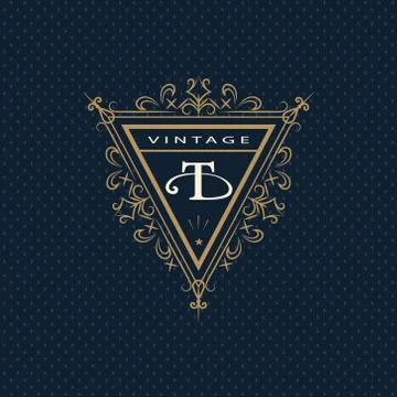 Monogram design template. Elegant gold logo sing T Stock-Illustration