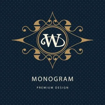Monogram design template. Elegant gold logo sing W Stock Illustration