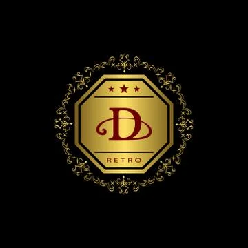 Monogram design template. Elegant gold logo sing D Stock-Illustration