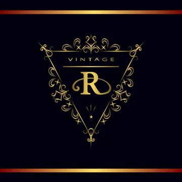 Monogram design template. Elegant gold logo sing R Stock-Illustration