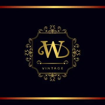 Monogram design template. Elegant gold logo sing W Stock-Illustration