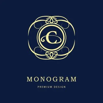 Monogram design template. Elegant gold logo sing C Stock-Illustration
