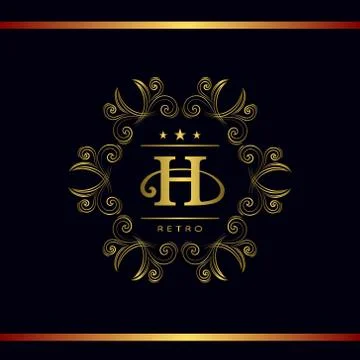 Monogram design template. Elegant gold logo sing H Stock Illustration