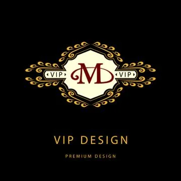 Monogram design template. Elegant gold logo sing M Stock-Illustration