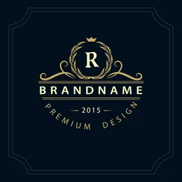 Monogram design template. Elegant gold logo sing R Stock-Illustration