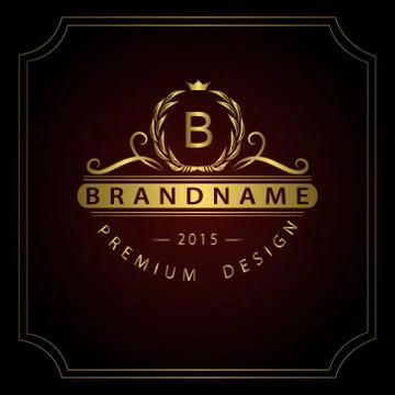 Monogram design template. Elegant gold logo sing B 스톡 일러스트