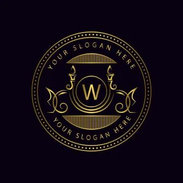 Monogram design template. Elegant gold logo sing W Stock-Illustration