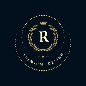 Monogram design template. Elegant gold logo sing R Stock-Illustration