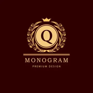 Monogram design template. Elegant gold logo sing Q Stock-Illustration