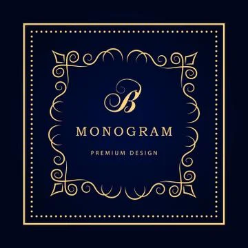 Monogram design template. Elegant gold logo sing B Stock-Illustration